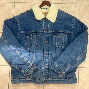 Levi’s Vintage Y2K Denim Trucker Jean Jacket Sherpa Men’s XL Blue 70520-0315 EUC